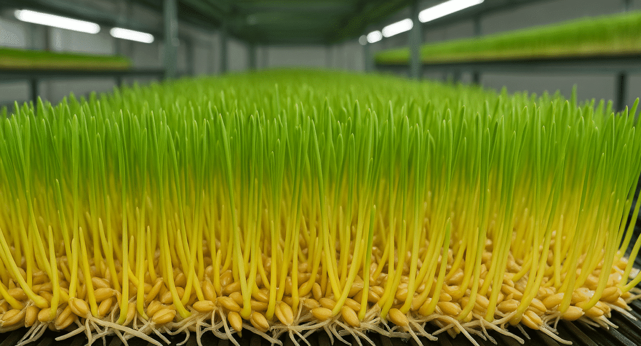Climate change, including extreme droughts and heatwaves, is driving interest in hydroponic fodder as an alternative livestock feed.