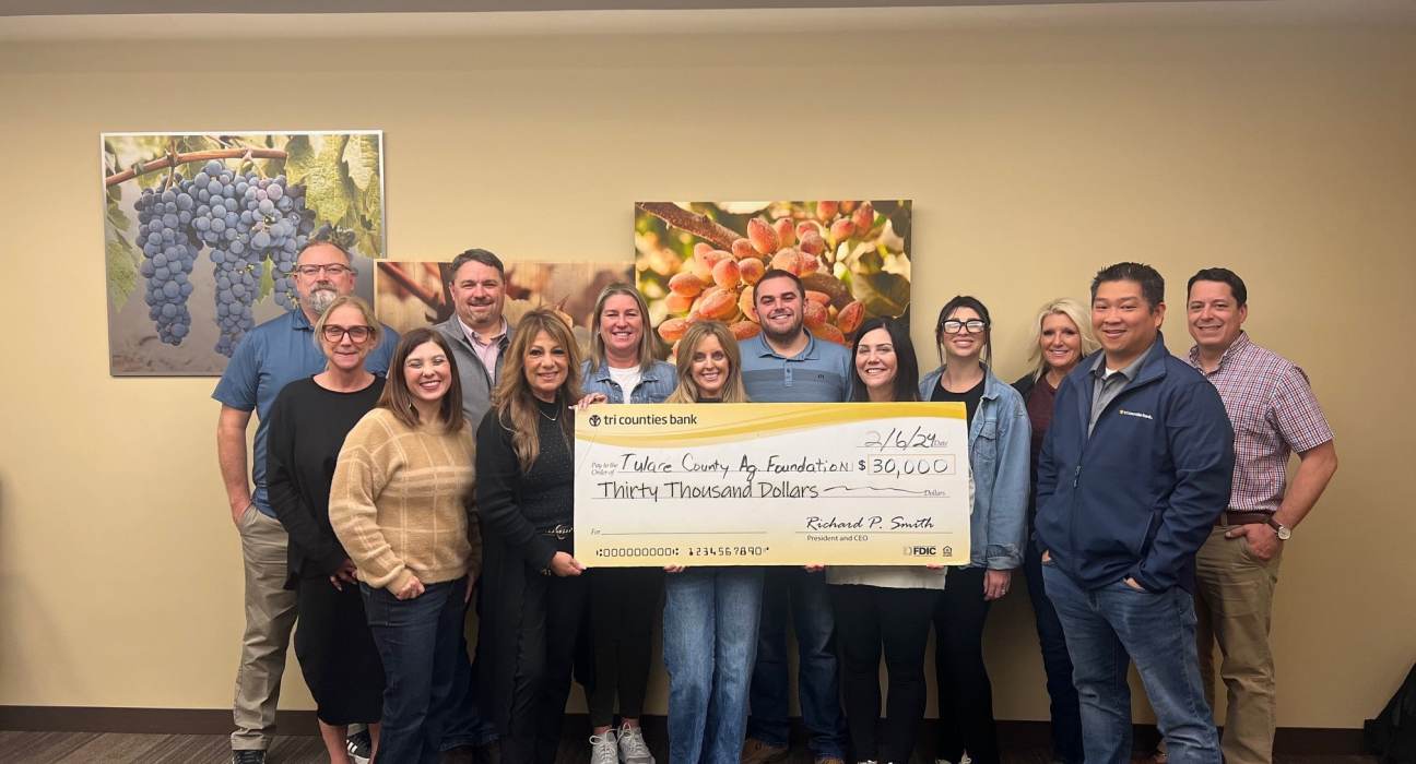Tri Counties Bank has announced a generous donation of $30,000 to the Tulare County Foundation for Ag Education and Youth.