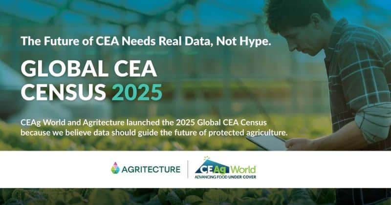 Agritecture and CEAg World have launched the 2025 Global CEA Census to gather insights from operators worldwide.