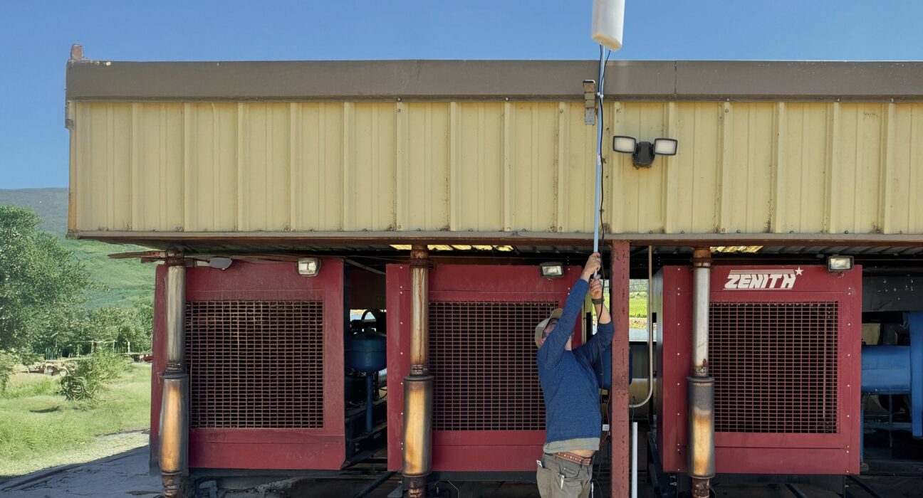 Lumo field technician, Marc Krafft, installs pump automation at Antinori Napa Valley's Antica Ranch.
