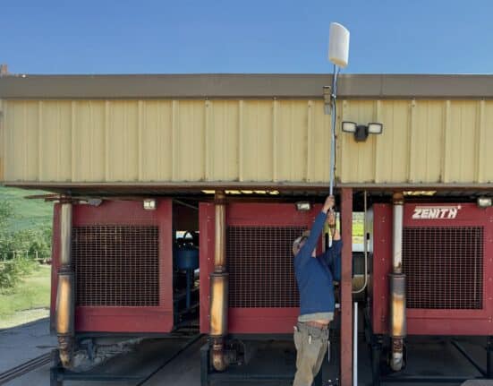 Lumo field technician, Marc Krafft, installs pump automation at Antinori Napa Valley's Antica Ranch.