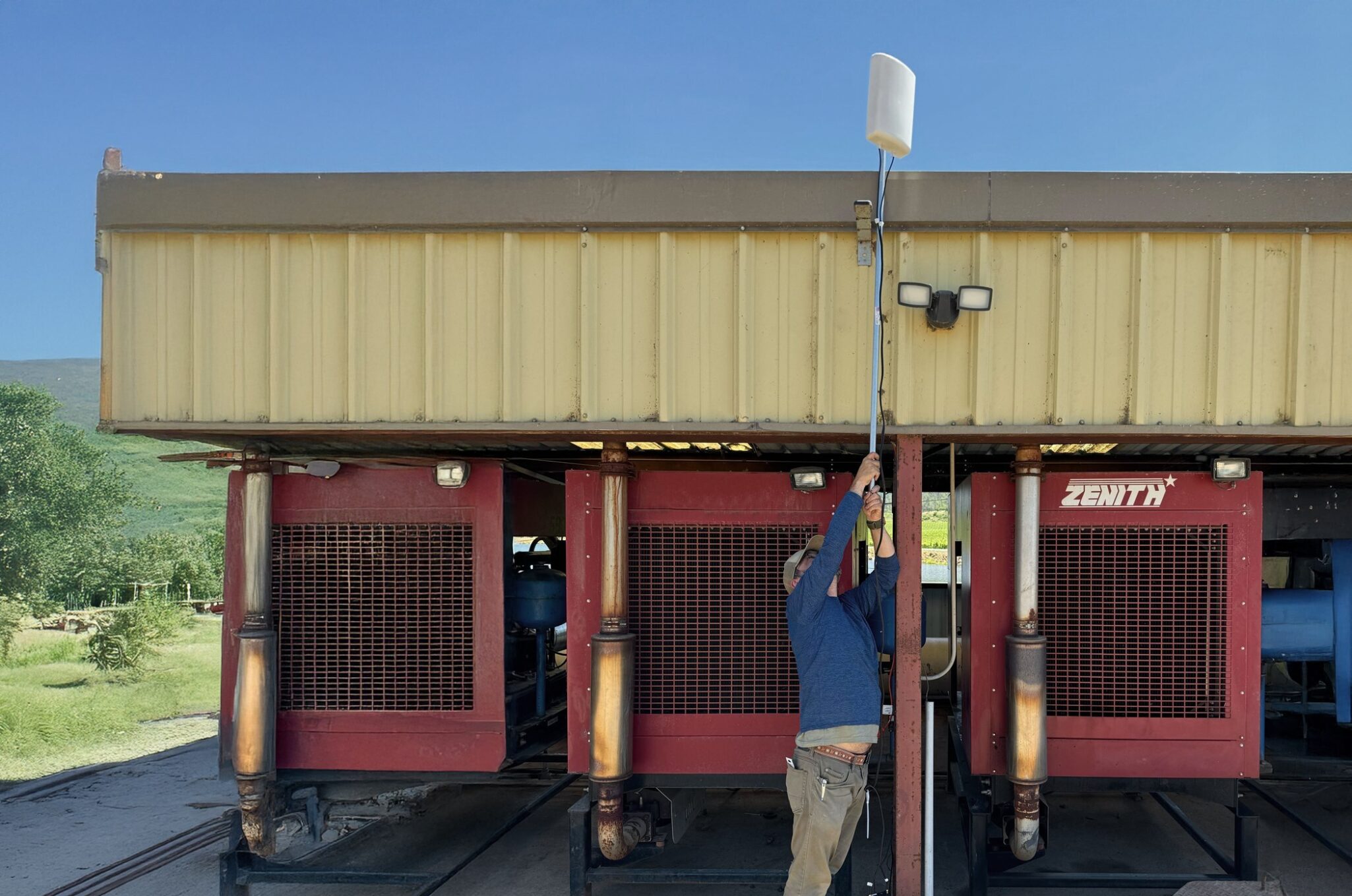 Lumo field technician, Marc Krafft, installs pump automation at Antinori Napa Valley's Antica Ranch.