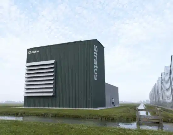 Skytree's commercial Stratus system will capture 7,200 tonnes of atmospheric CO₂ per year to supply 10 greenhouses across 80 hectares in the Netherlands.