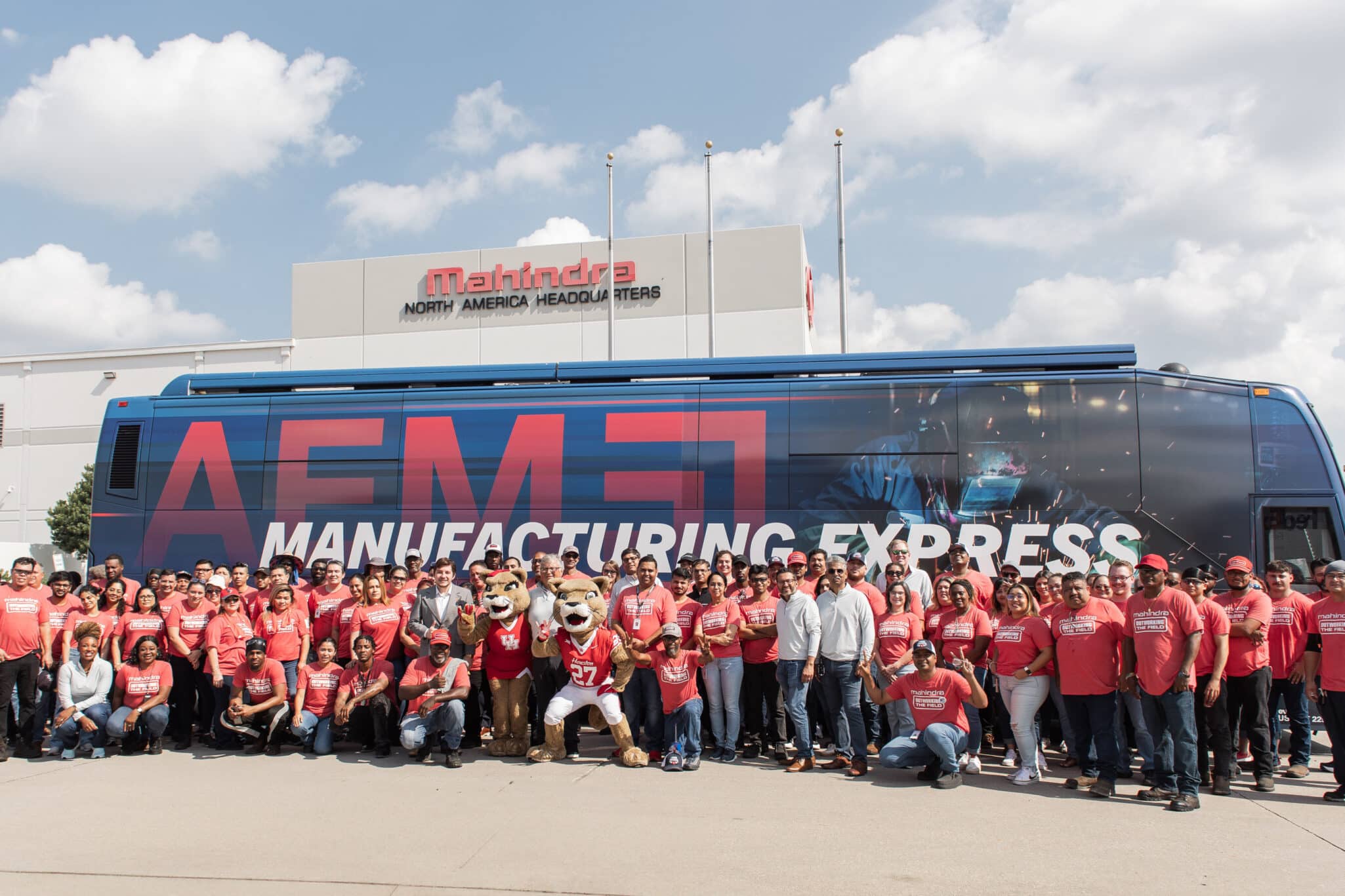 Mahindra Ag North America hosts AEM Manufacturing Express in Houston, celebrating U.S. workers, students, and innovation in farm equipment.
