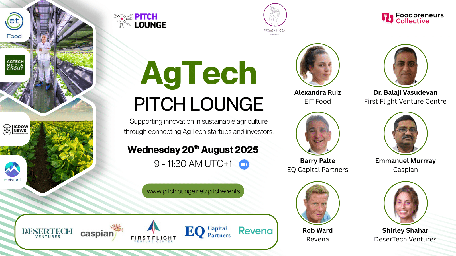 Join the AgTech Pitch to connect with investors and advisors. Showcase your startup and gain valuable feedback at this online event.