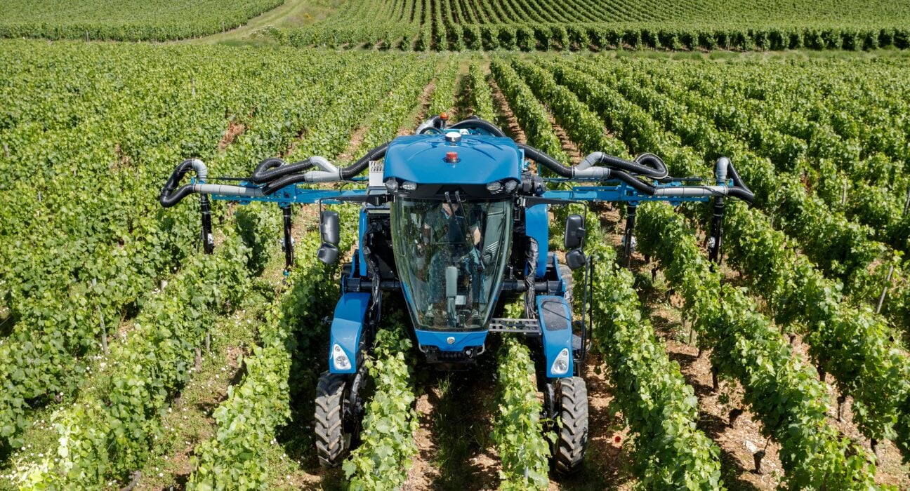 New Holland will introduce updates to the 9.80N narrow-row grape harvester & enhancements to TE6 Straddle Tractors.