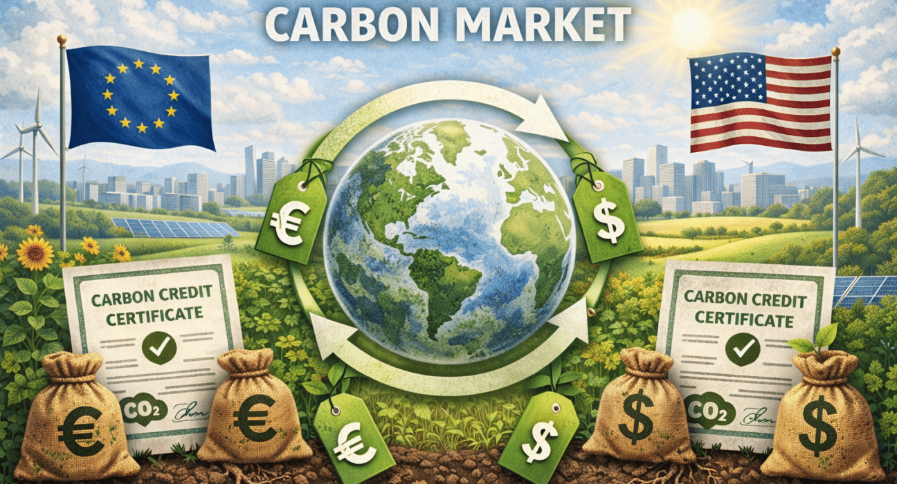 Examine the agricultural Carbon Market's growth in North America and Europe, fueled by partnerships and institutional support.